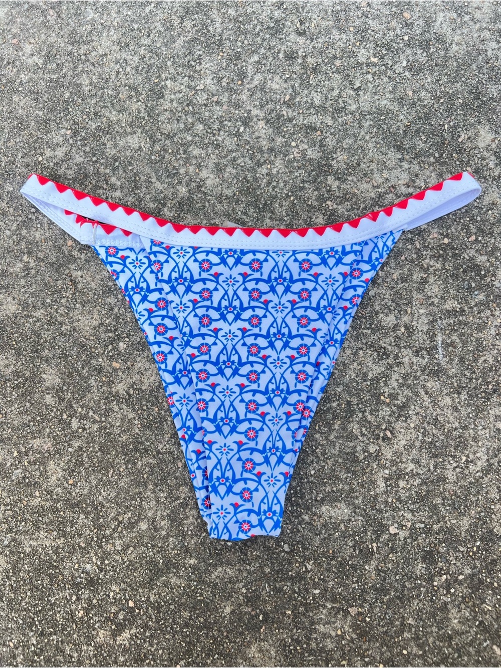 SHEIN Red White Blue Cheeky High Waisted Bikini Bottom Size Small